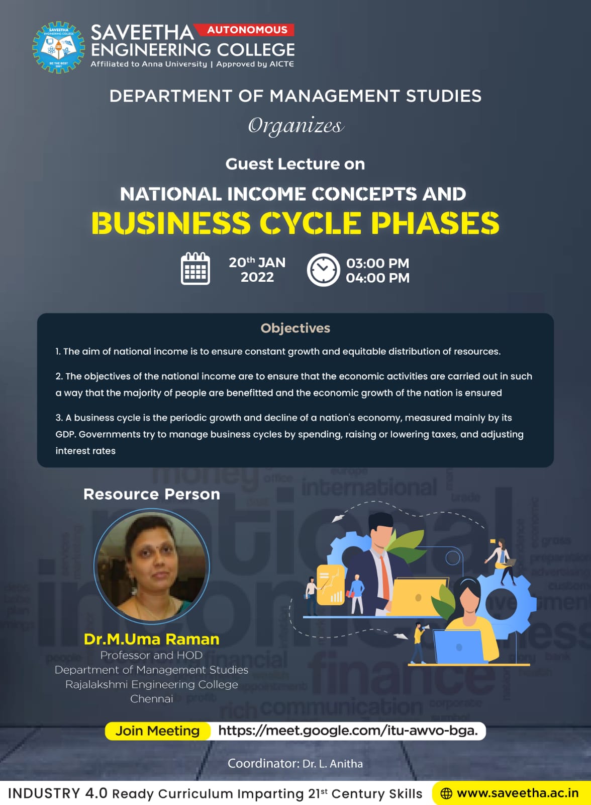 National Income Concepts Business Cycle Phases Guest Lecture at Saveetha Engineering College