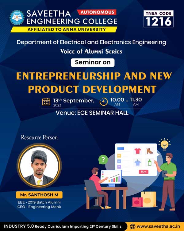 Alumni Talk Entrepreneurship and New Product Development conducted by EEE Dept 1A